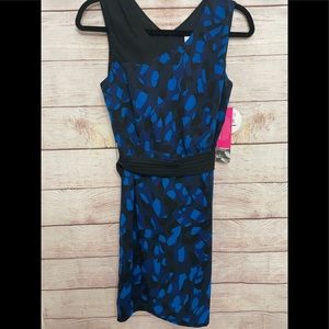 NWT Matthew Williamson for Impulse Women's V Neck Navy Print Lined Dress Size 6